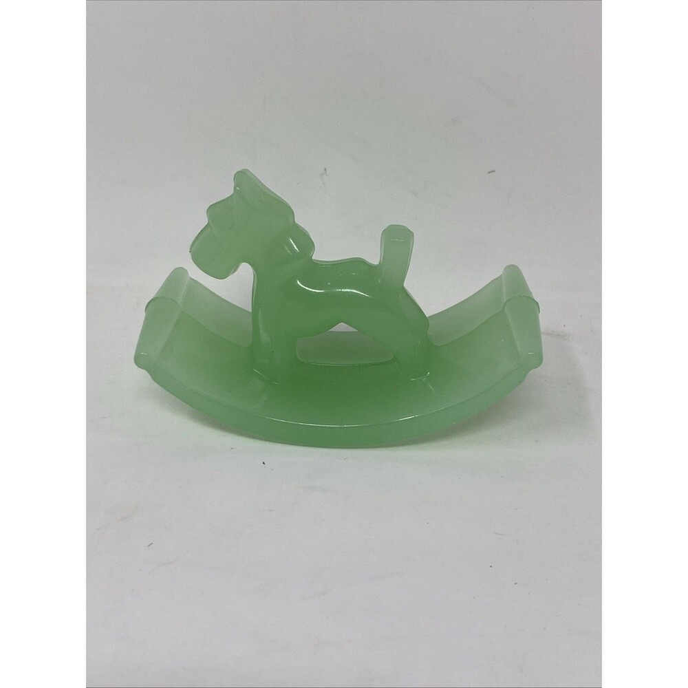 Vintage Jadeite Glass Rocking Horse Scottie Dog Ink Blotter